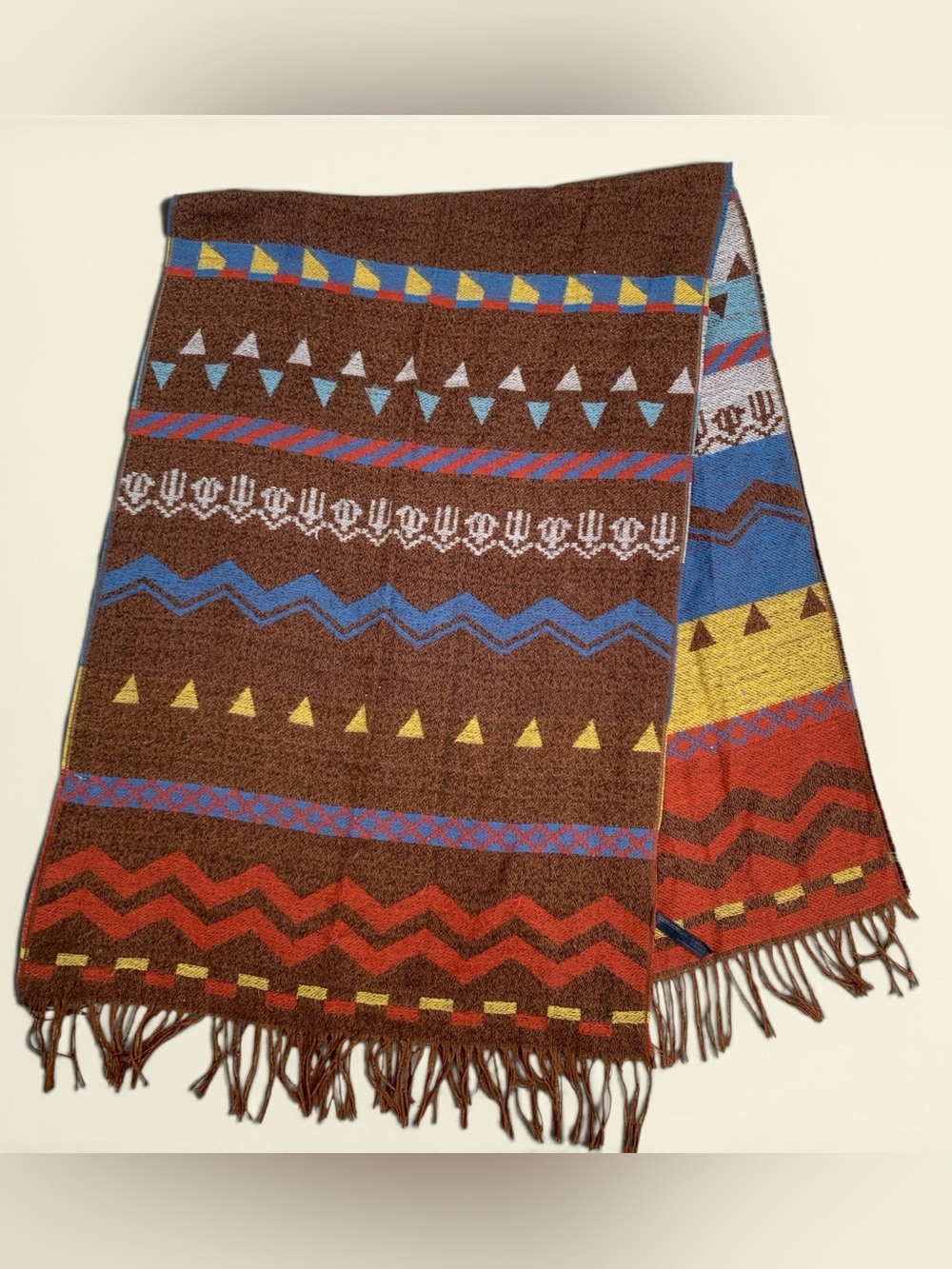 Urban Outfitters Brown Geometric Southwestern Patterned Scarf